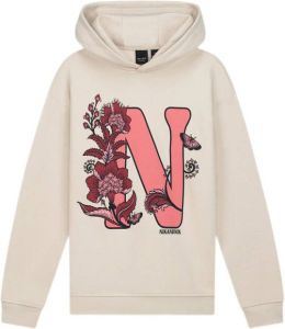 NIK&NIK hoodie Floral met biologisch katoen beige