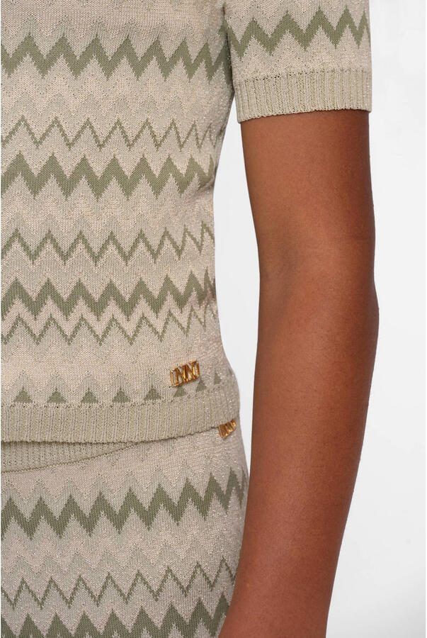NIK&NIK ajour T-shirt met grafische print en glitters groen Meisjes Viscose Ronde hals - Foto 2
