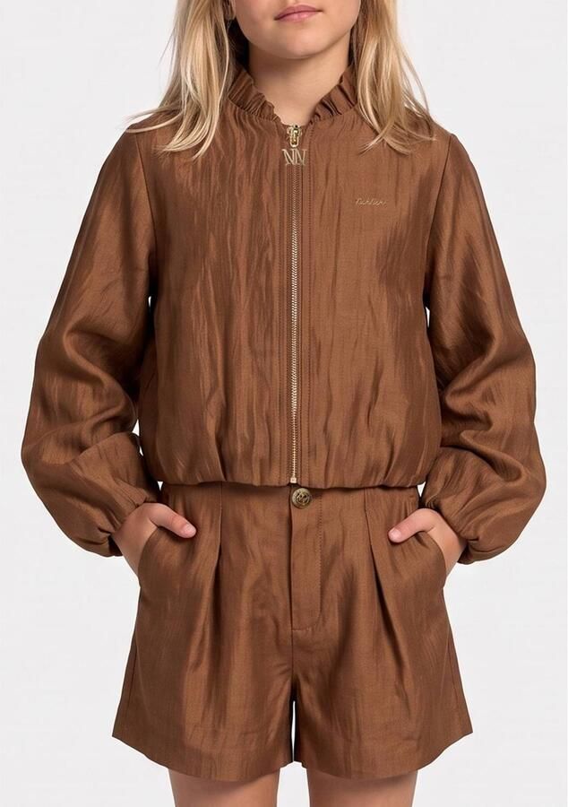 NIK&NIK bomberjack bruin Vest Meisjes Viscose Ronde hals Effen