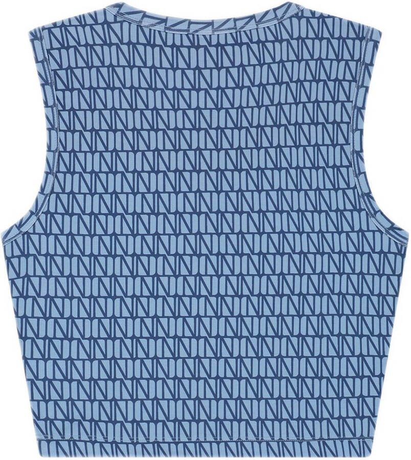 NIK&NIK crop top Joya met all over print lavendelblauw Meisjes Polyester Ronde hals 128 - Foto 2