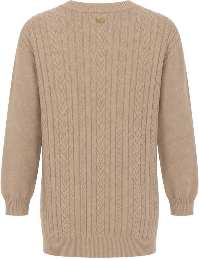 NIK&NIK gebreide jurk met tekst beige - Foto 2