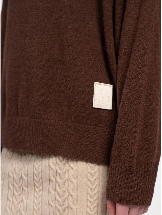 NIK&NIK gebreide sweater met backprint donkerbruin - Foto 3
