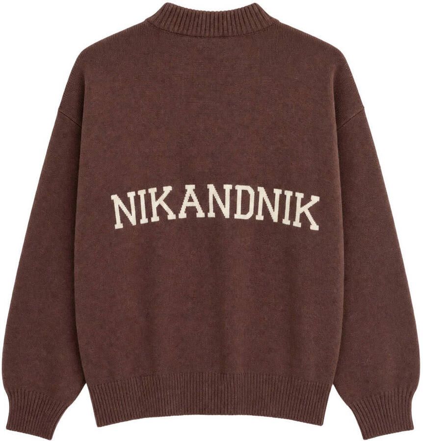 NIK&NIK gebreide sweater met backprint donkerbruin - Foto 2