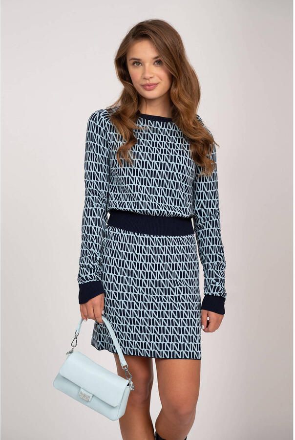 NIK&NIK pullover blauw Trui Meisjes Viscose Ronde hals All over print 176
