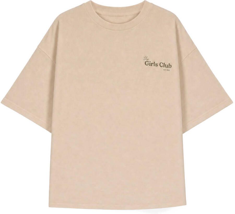 NIK&NIK rechtvallend T-shirt met backprint lichtbruin
