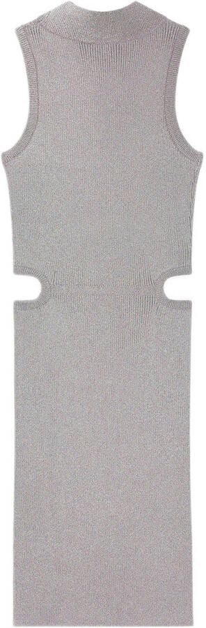 NIK&NIK ribgebreide jurk Jesri zilver Meisjes Viscose Ronde hals Effen 164