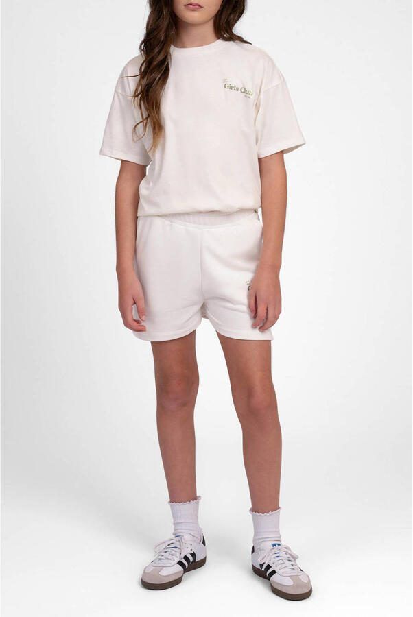 NIK&NIK sweat regular fit sweatshort met tekstprint wit Korte broek Tekst