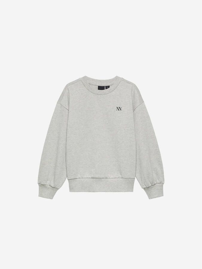 NIK&NIK sweater met backprint grijs melange