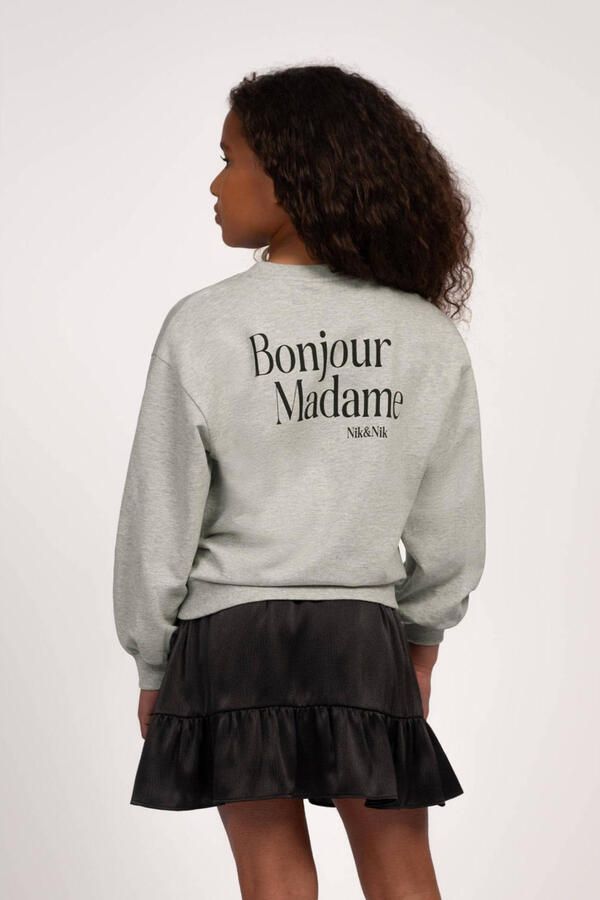 NIK&NIK sweater met backprint grijs melange - Foto 2