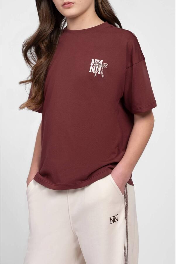 NIK&NIK T-shirt met backprint donkerrood Meisjes Katoen Ronde hals Backprint