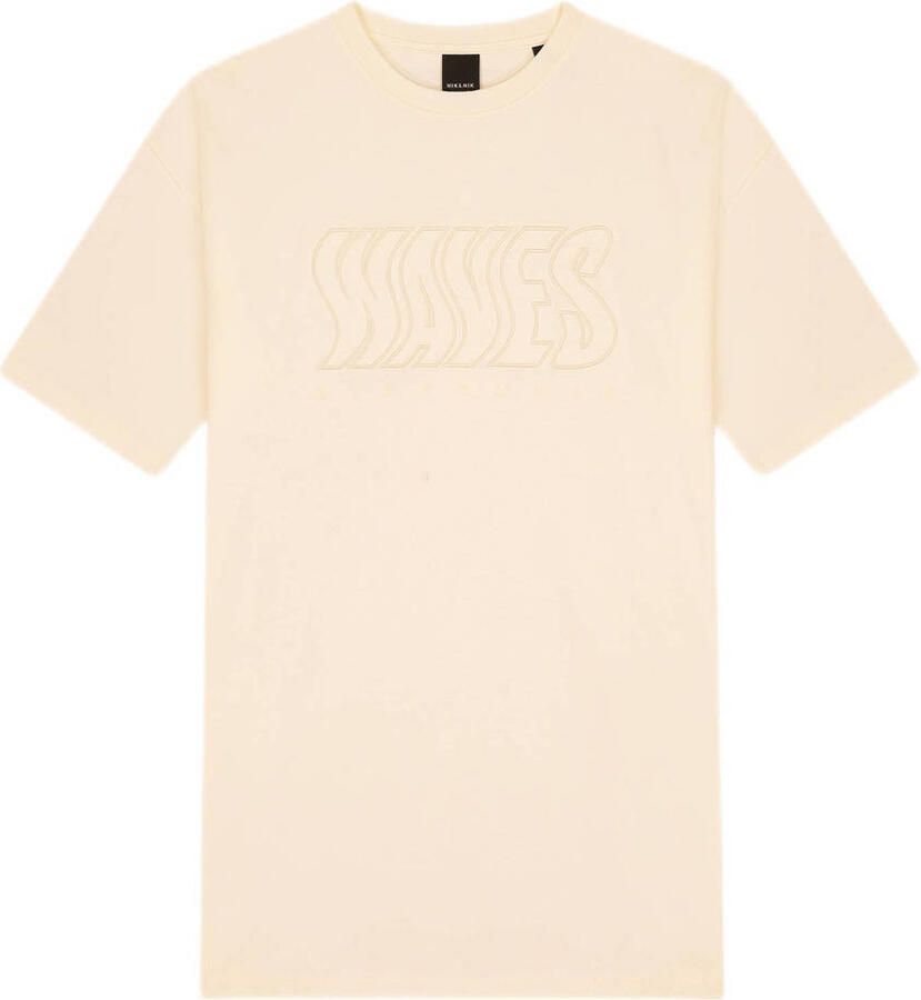 NIK&NIK T-shirt Waves met tekst ecru Jongens Katoen Ronde hals Tekst 140