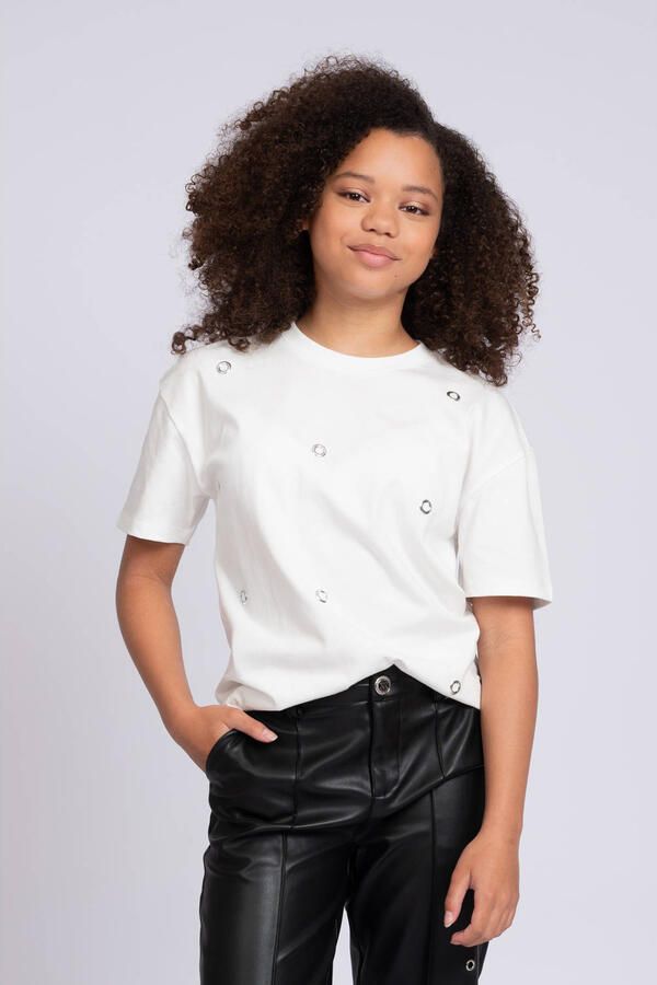 NIK & NIK Meisjes Tops & T-shirts Eyelet T-shirt Wit - Foto 4