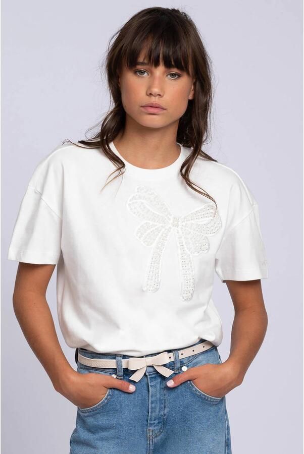 NIK & NIK Meisjes Tops & T-shirts Bow T-shirt Wit - Foto 5