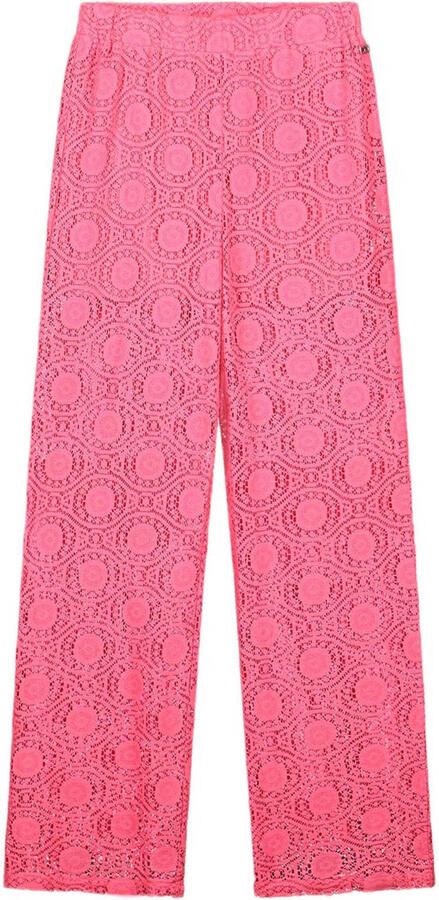 NIK&NIK wide leg broek Kimba met all over print felroze Meisjes Katoen 164 - Foto 2