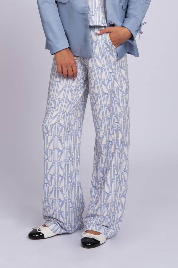 NIK&NIK wide leg casual broek lichtblauw