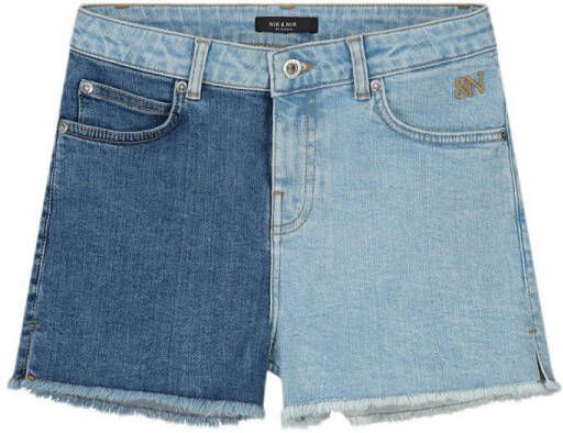 NIK&NIK slim fit short Fresia blue denim Korte broek Blauw 128