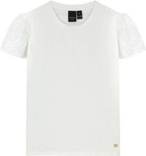 NIK&NIK T-shirt Dione met kant ecru Meisjes Stretchkatoen Ronde hals 128