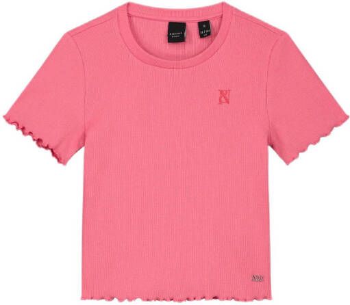 NIK&NIK T-shirt Lettuce met ruches roze Meisjes Stretchkatoen (duurzaam) Ronde hals 152