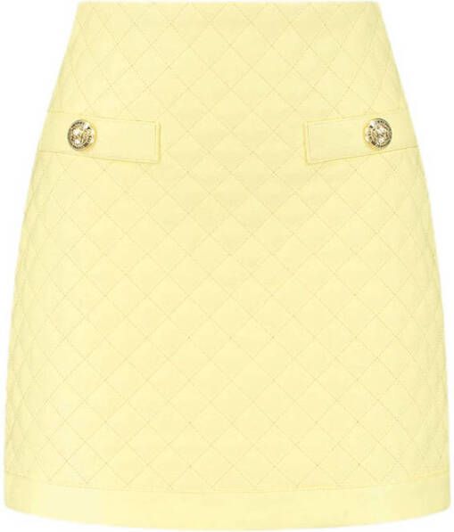 NIKKIE imitatieleren rok Natasja met ruches beige Kledingwinkel