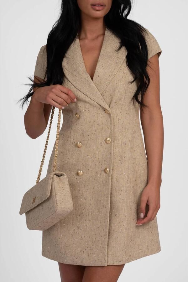 NIKKIE blazerjurk met glitters beige