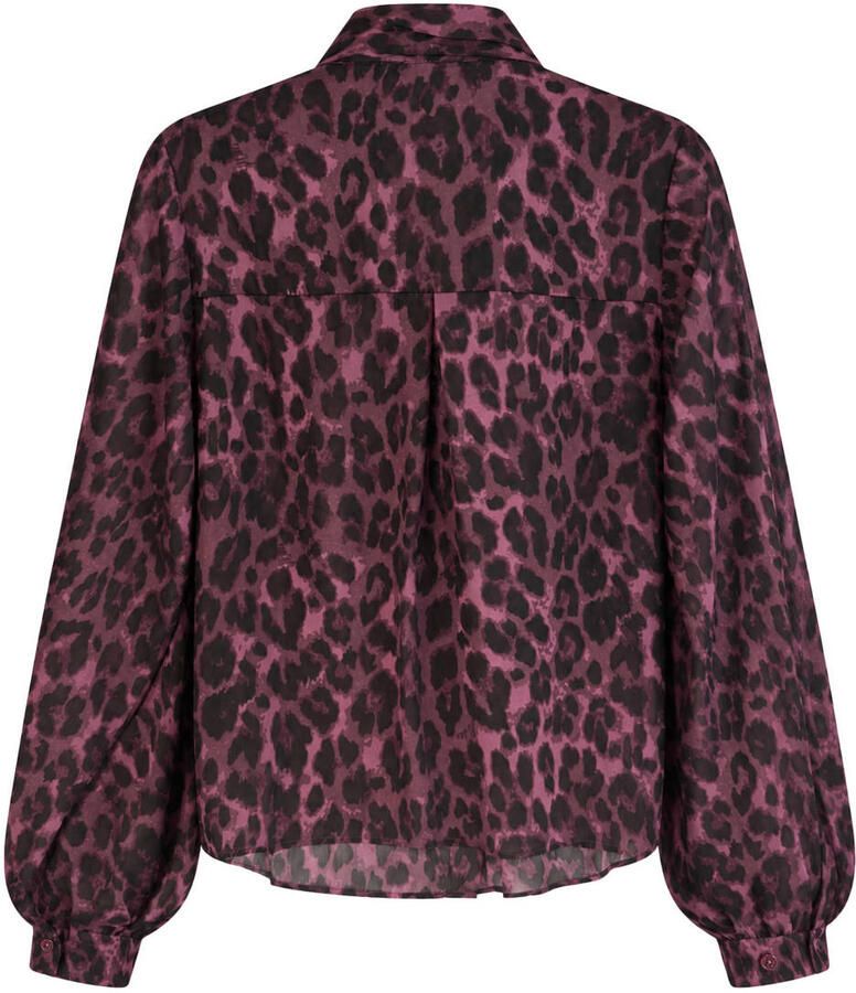 NIKKIE blouse met panterprint donkerrood - Foto 2