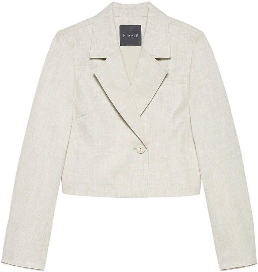 NIKKIE cropped blazer beige met glitter - Foto 2
