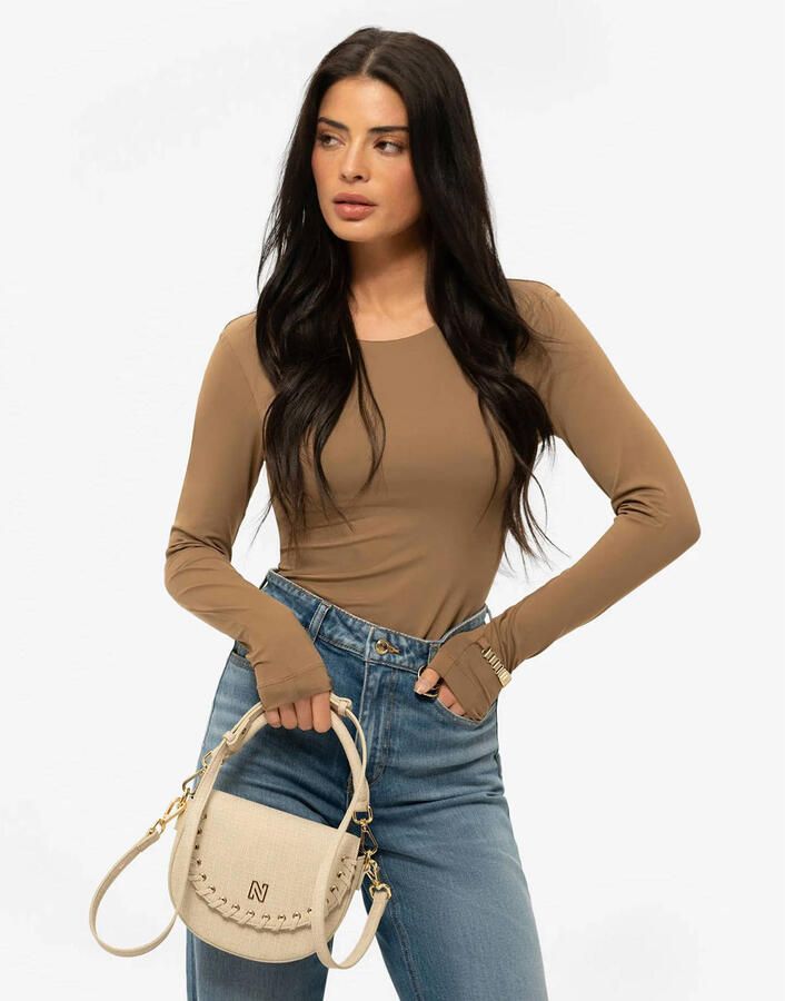 NIKKIE crossbody tas Pelano Lace-up ecru