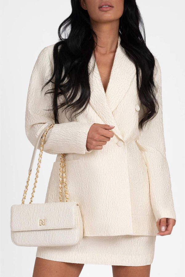 NIKKIE double breasted blazer met split ecru