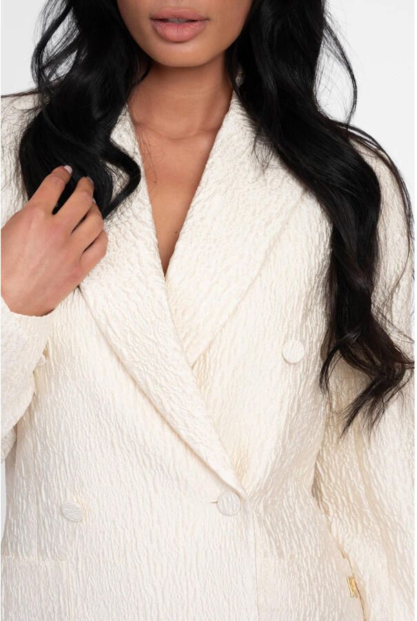 NIKKIE double breasted blazer met split ecru - Foto 2