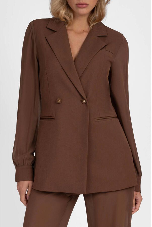 NIKKIE dubbelrijige blazer bruin