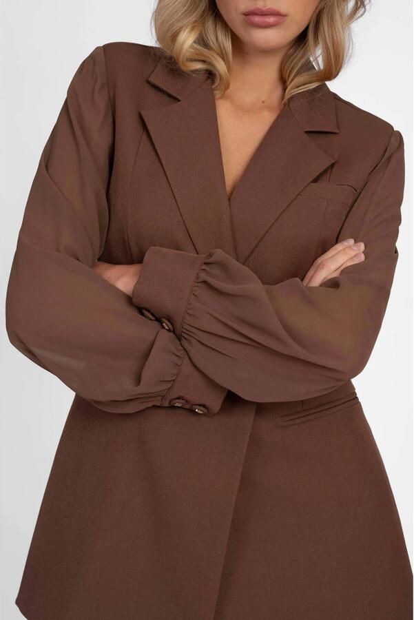 NIKKIE dubbelrijige blazer bruin - Foto 3