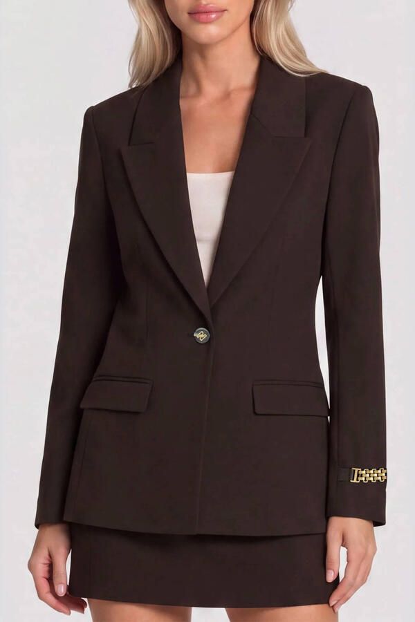 NIKKIE getailleerde blazer met split donkerbruin