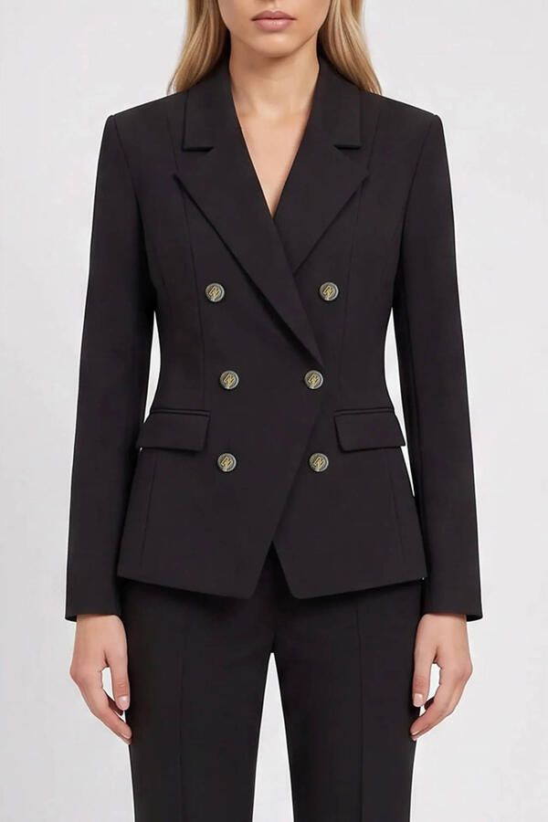 NIKKIE getailleerde double breasted blazer zwart