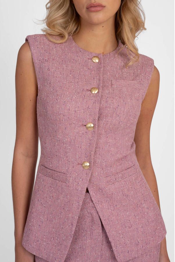 NIKKIE gilet met glitters roze - Foto 2