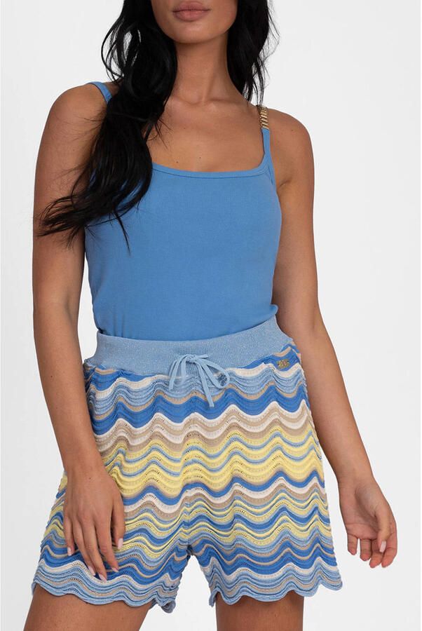 NIKKIE high waist casual short gebreid blauw