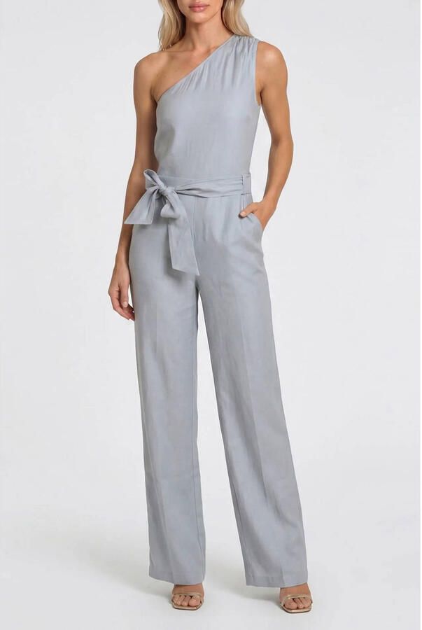 NIKKIE jumpsuit met ceintuur lichtblauw