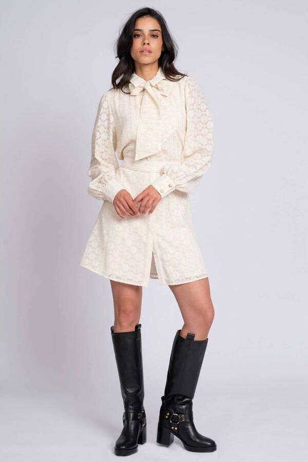 NIKKIE korte jurk met lurex ecru - Foto 2