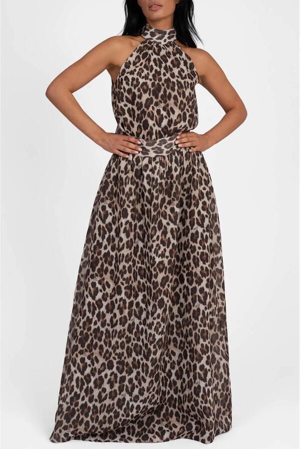 NIKKIE maxi rok met panterprint bruin