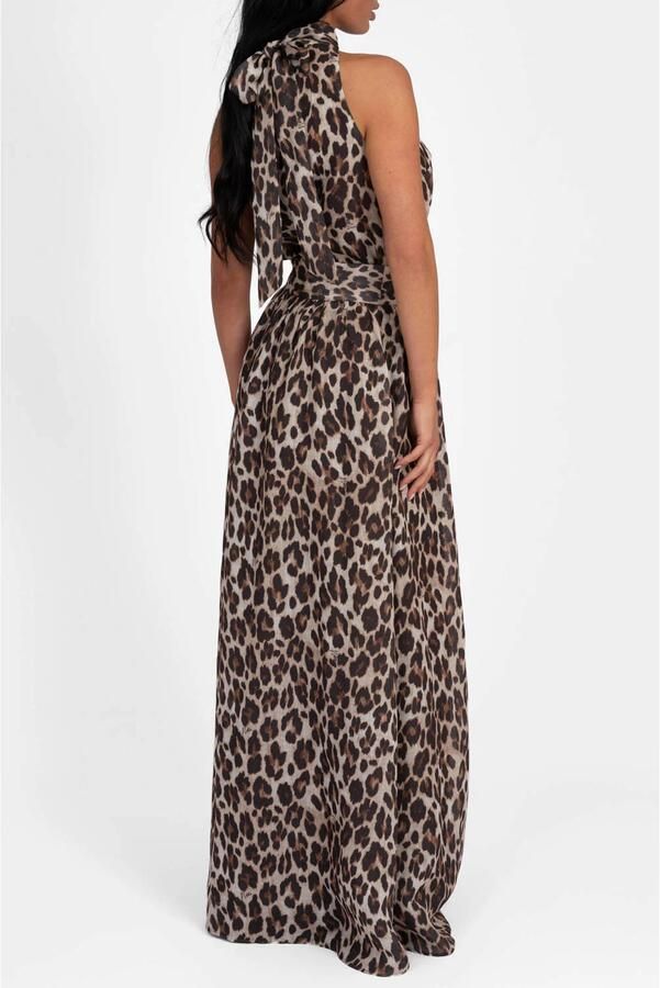 NIKKIE maxi rok met panterprint bruin - Foto 3