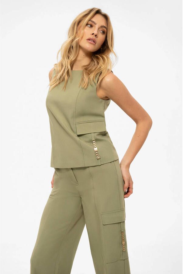 NIKKIE mouwloze top olijfgroen