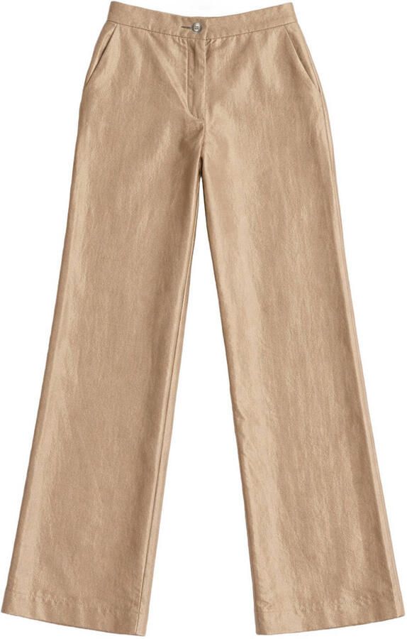 NIKKIE satijnen straight regular waist broek taupe - Foto 2