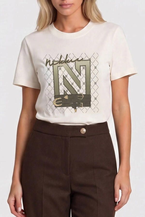 NIKKIE T-shirt met print ecru