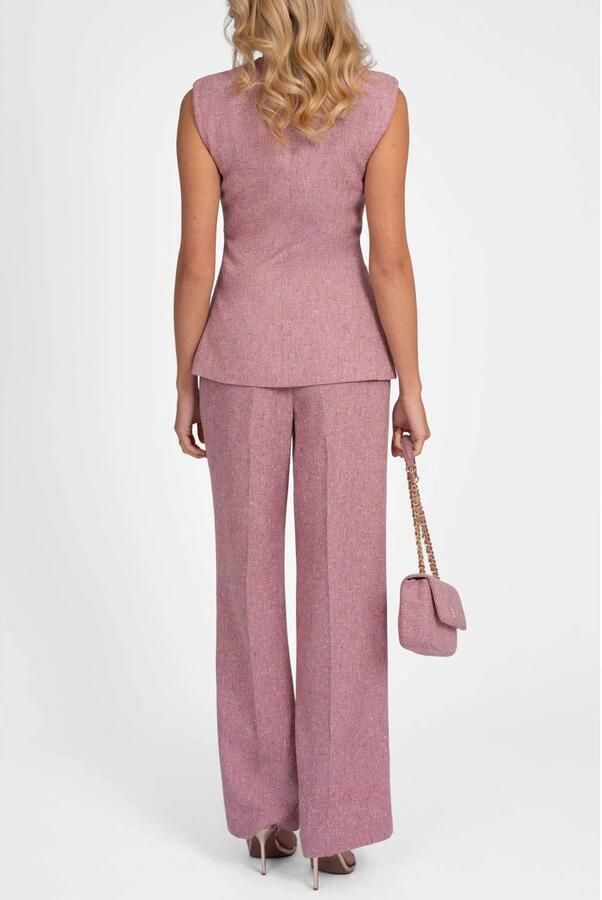 NIKKIE viscose wide leg pantalon met glitters roze - Foto 2