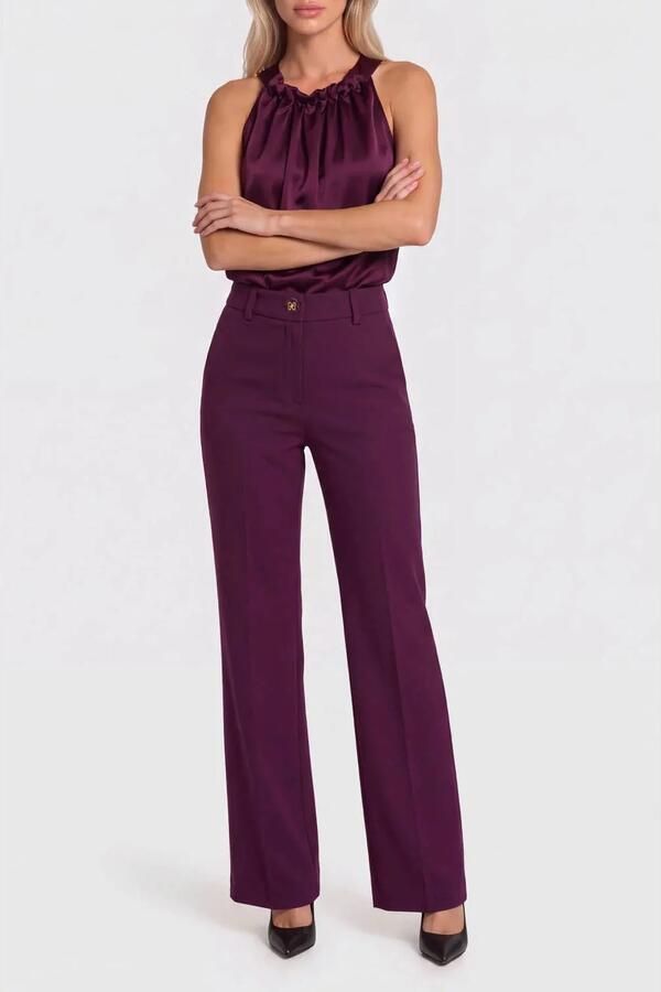 NIKKIE wide leg broek aubergine