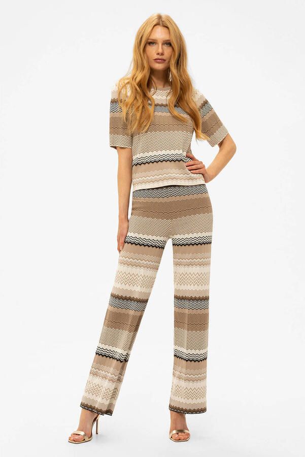 NIKKIE wide leg high waist casual broek lichtbruin