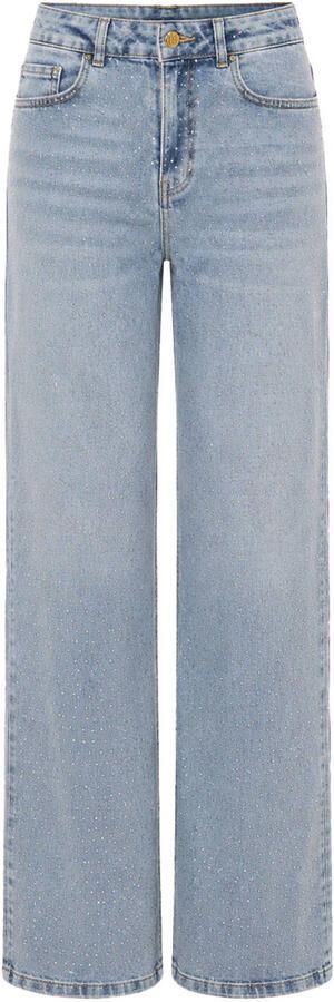NIKKIE wide leg jeans met strass-steentjes lichtblauw