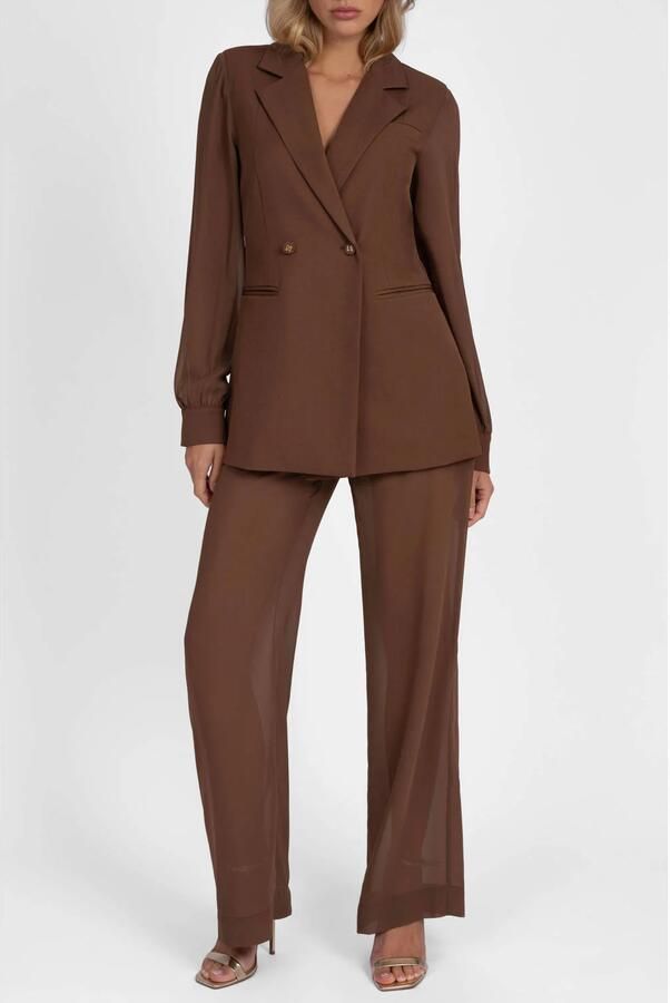 NIKKIE wide leg pantalon bruin