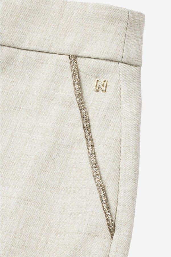 NIKKIE wide leg regular waist broek ecru met glitter - Foto 2