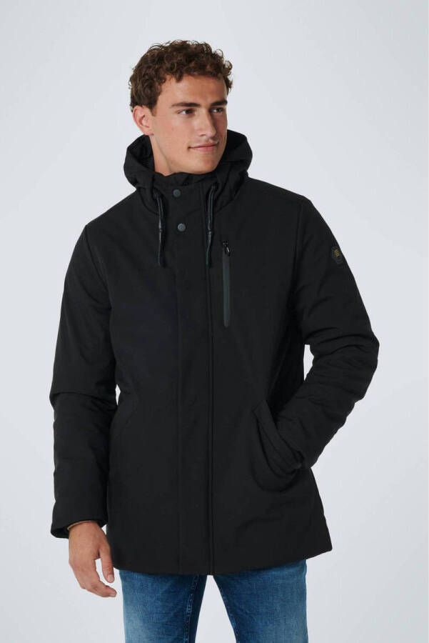 No Excess Jacket mid long fit hooded softshel black Zwart Heren