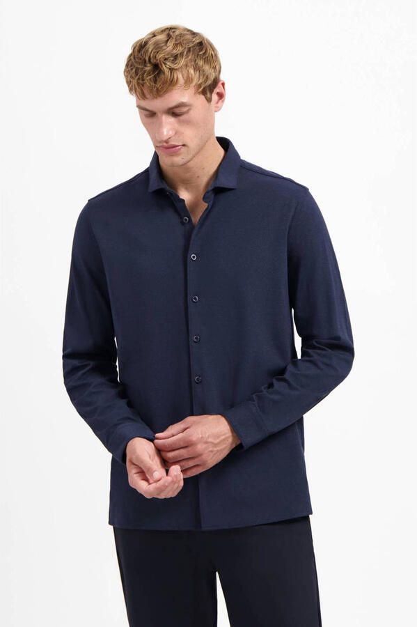 No Excess jersey casual overhemd donkerblauw